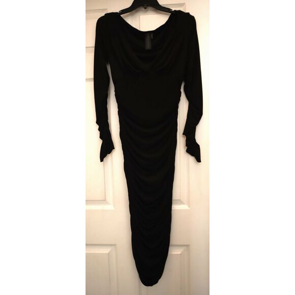 Norma Kamali Women's Sz M Black Tara Jersey Off The Shoulder Ruched Dress - Picture 1 of 16
